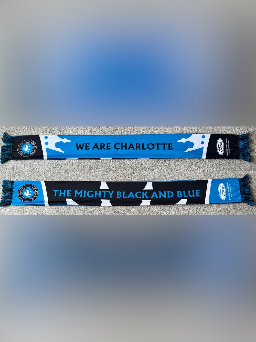 Charlotte FC Mighty Black and Blue Ford Soccer Scarf